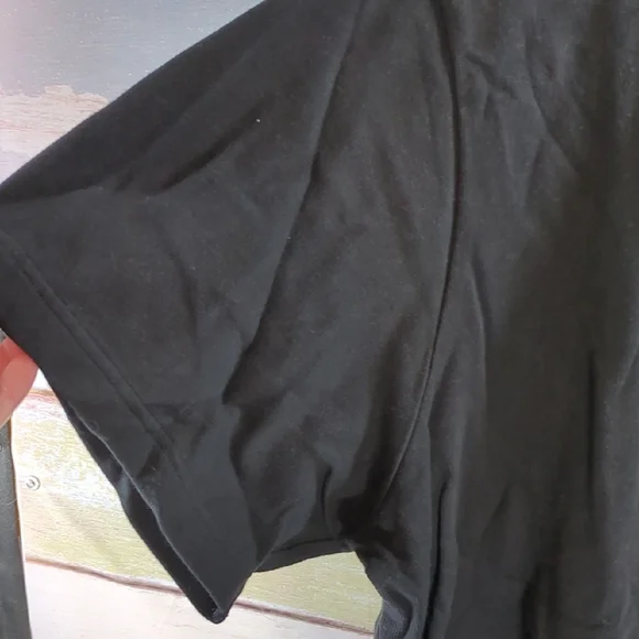 The Quacker Factory Black Cotton T-Shirt with Green Rhinestone Shamrock - Picture 4 of 5